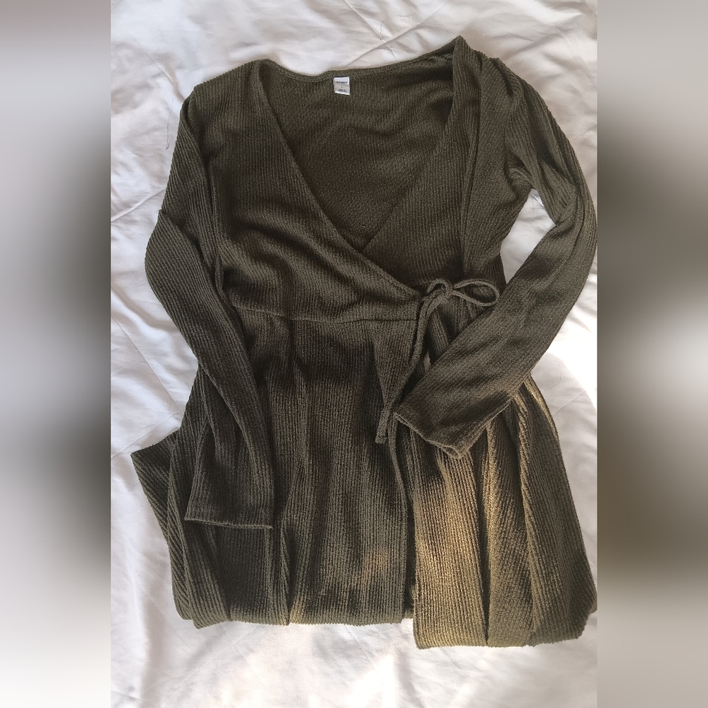 Olive Green Wrap Dress